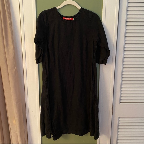 Pyne & Smith No. 29 Black A-Line Swingy Linen Dress - Picture 3 of 6